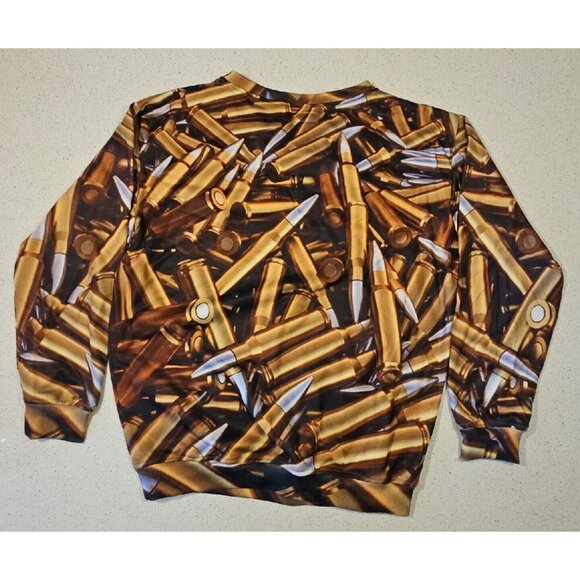 Shotgun Shell Sweatshirt Mens XL Full Metal Jacket All Over Bullet Print Fleece - Picture 5 of 9